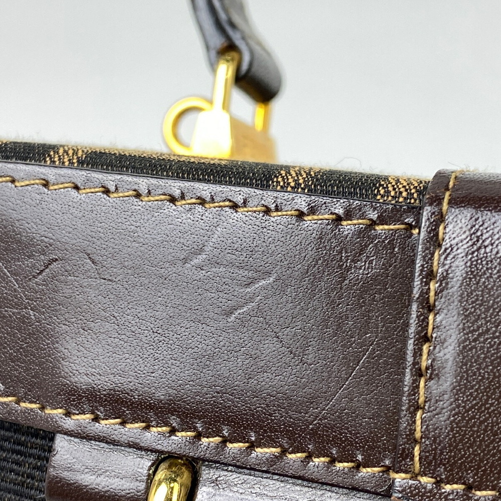 Fendi Zucca Vanity Bag Shoulder Handbag Cosmetic Clutch Canvas Brown - Picture 5 of 7